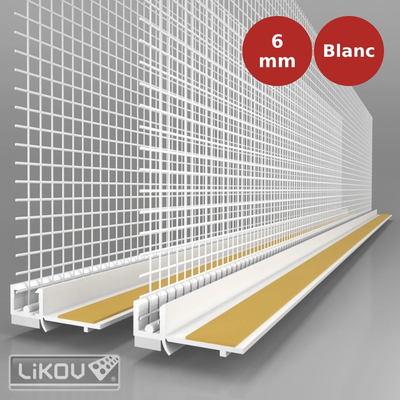 Profilé d'arrêt contre-baie avec lamelle 6mm LS-VHL. Longueur 2,4ml - RAL 9010 LIK00094